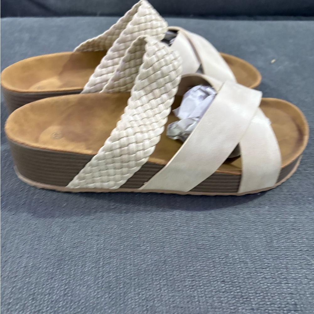 Women's Khaki Woven Strap Sandals